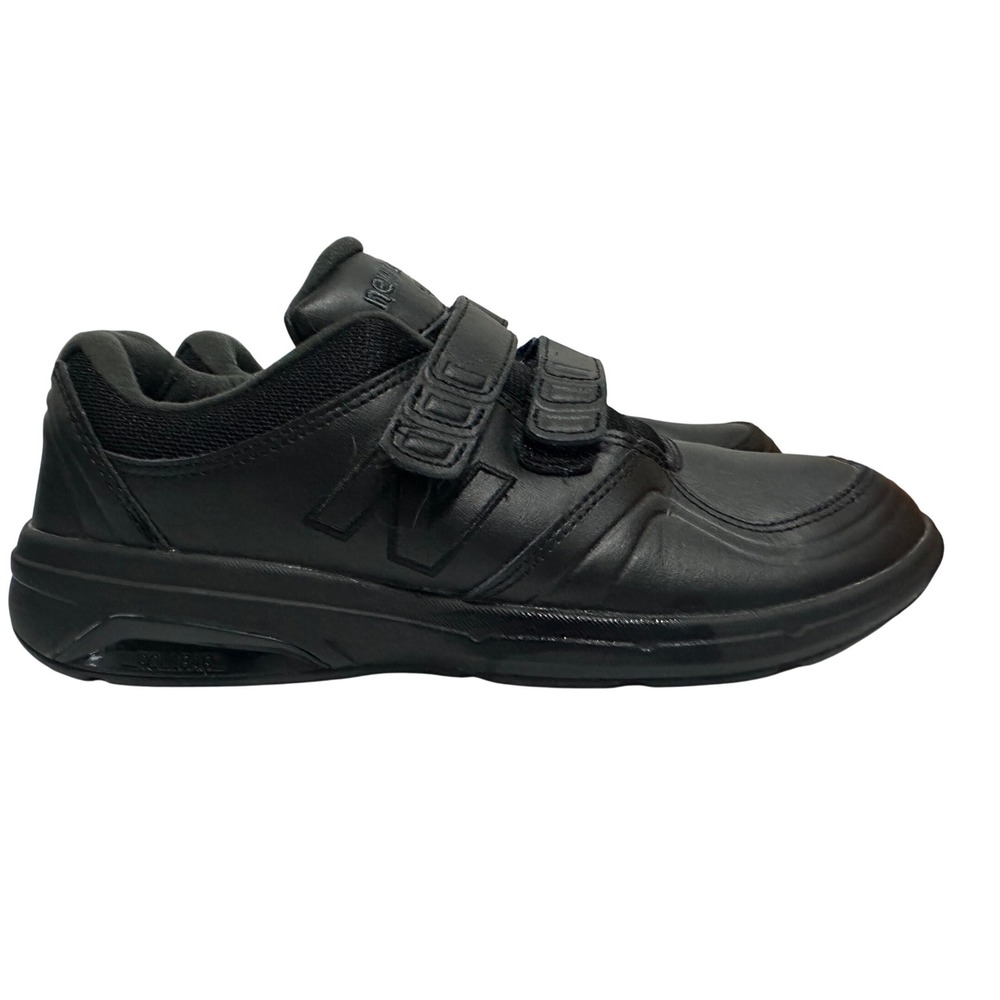 New Balance 813 Black Leather Walking Shoes Hook Loop Strap WW813HBK Size 8
